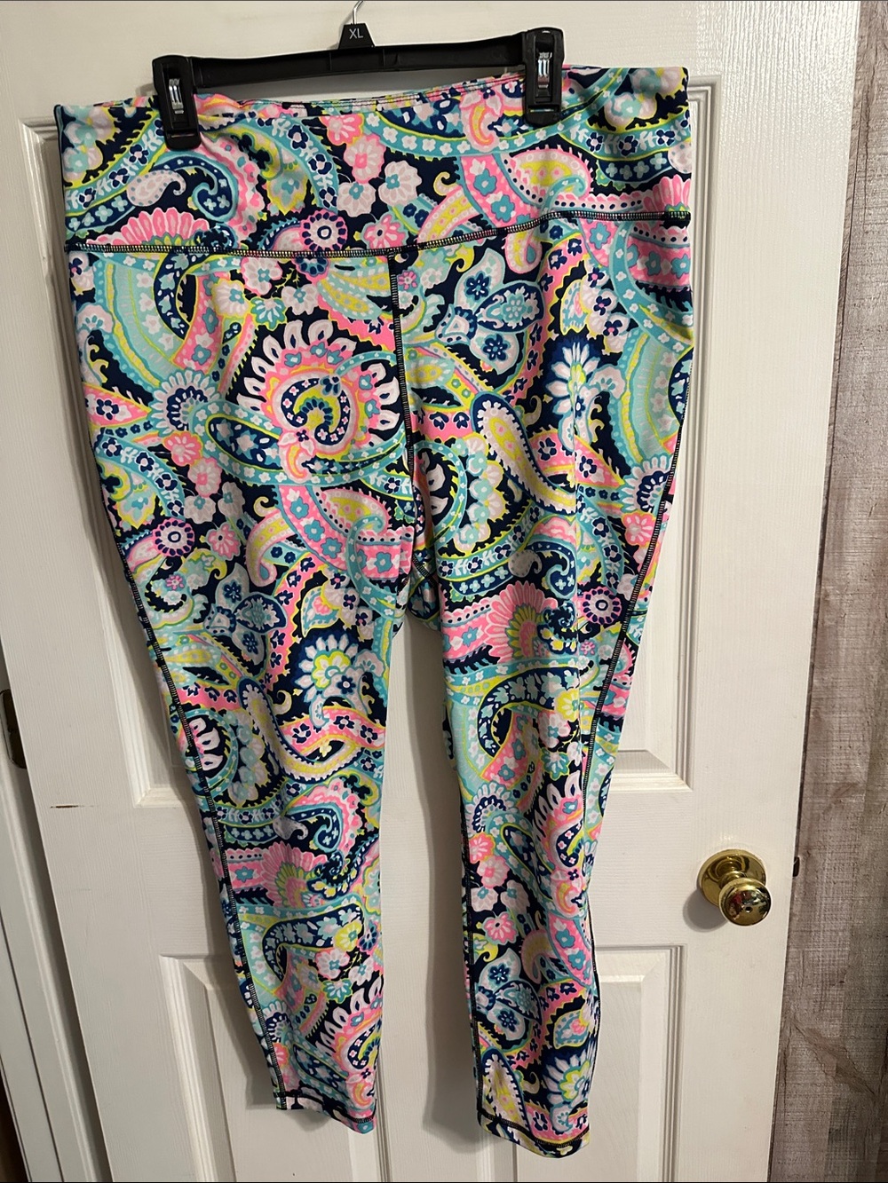 crown & ivy Paisley Stretch Leggings in Navy, Mint, Pink and Yellow